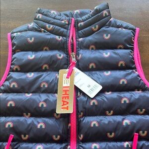 32 Degrees Kids Puffer Vest - Black with Pink Trim